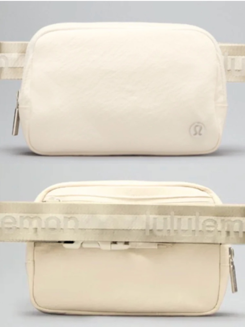 Lululemon Everywhere Crossbody Bag 1L Light Ivory Silver Logo Strap